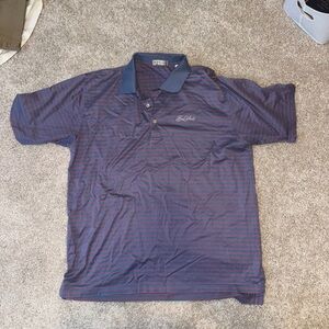 Peter Millar Navy Polo with Thin Red Stripes
